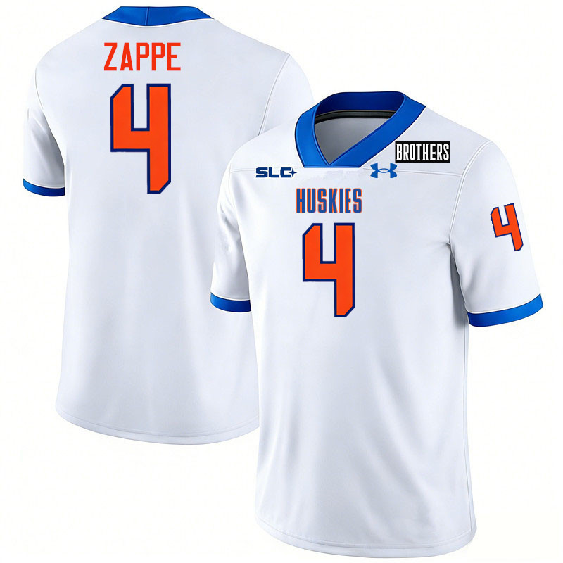 Houston Christian Huskies #4 Bailey Zappe College Football Jerseys,Uniforms-White